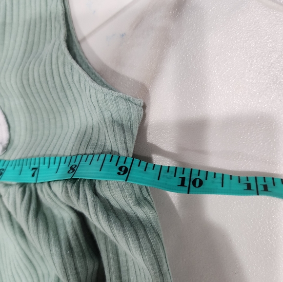 Cutest ever baby girls 6-12 mo. light green/ blue ribbed romper with rainbow 🌈 - Picture 10 of 16